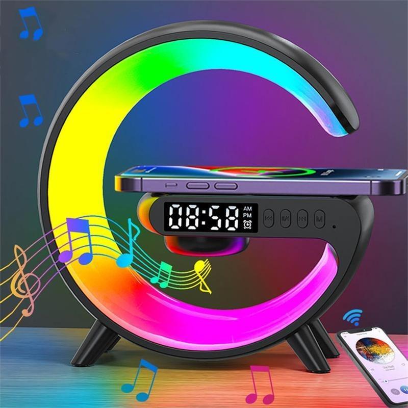 RGB Night Light Lamp Multifunctional Wireless Audio Speaker with Alarm Clock and Rechargeable Speaker